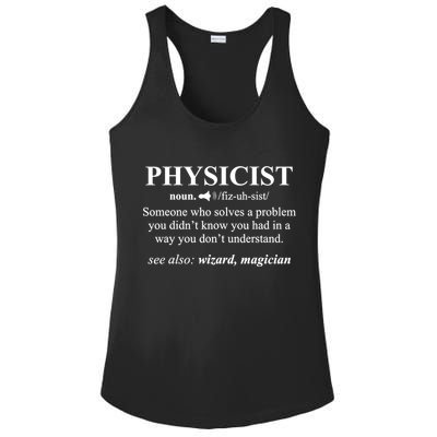 Physicist Definition Wizard Scientist Physics Tshirt Funny Ladies PosiCharge Competitor Racerback Tank