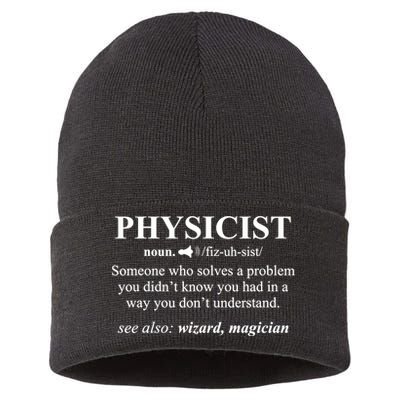 Physicist Definition Wizard Scientist Physics Tshirt Funny Sustainable Knit Beanie