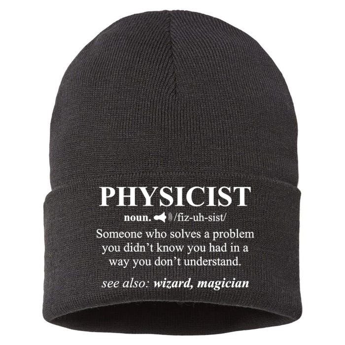 Physicist Definition Wizard Scientist Physics Tshirt Funny Sustainable Knit Beanie