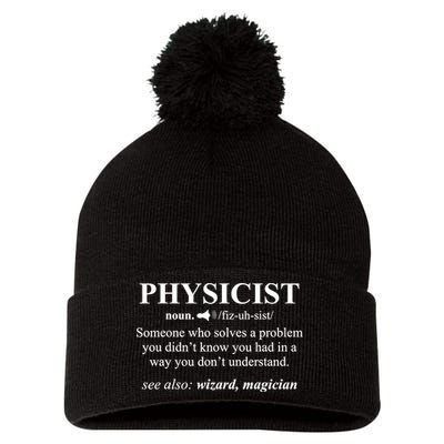 Physicist Definition Wizard Scientist Physics Tshirt Funny Pom Pom 12in Knit Beanie