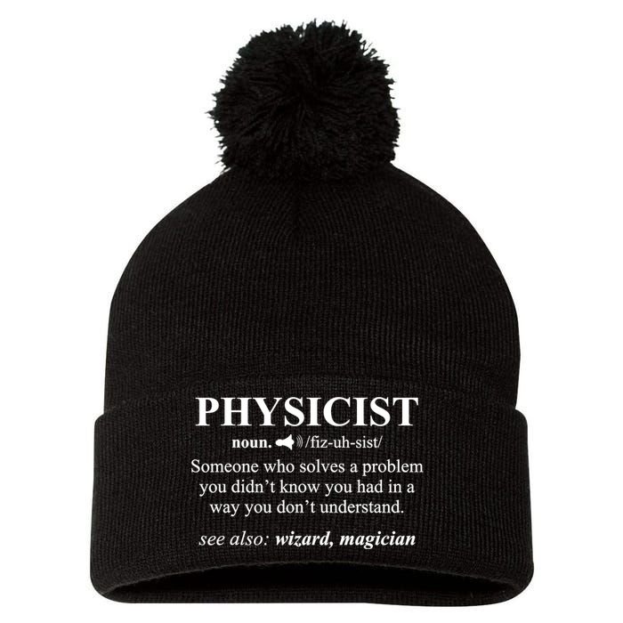 Physicist Definition Wizard Scientist Physics Tshirt Funny Pom Pom 12in Knit Beanie