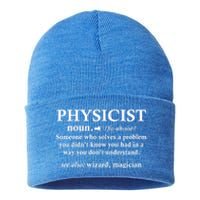 Physicist Definition Wizard Scientist Funny Physics Gift Sustainable Knit Beanie