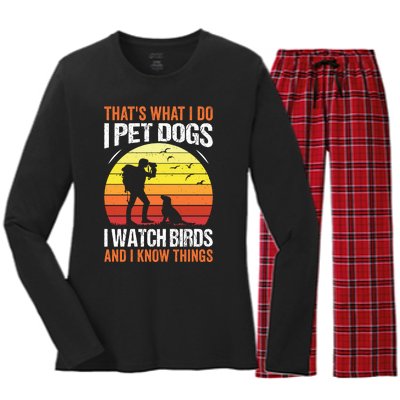 Pet Dogs Watch Birds Women's Long Sleeve Flannel Pajama Set 