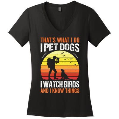 Pet Dogs Watch Birds Women's V-Neck T-Shirt