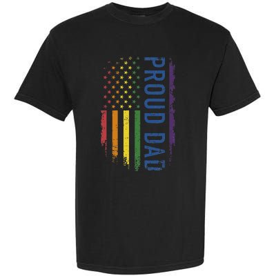 Proud Dad With US Rainbow Flag For Pride Month Family Garment-Dyed Heavyweight T-Shirt