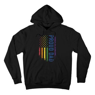 Proud Dad With US Rainbow Flag For Pride Month Family Hoodie