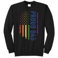 Proud Dad With US Rainbow Flag For Pride Month Family Sweatshirt