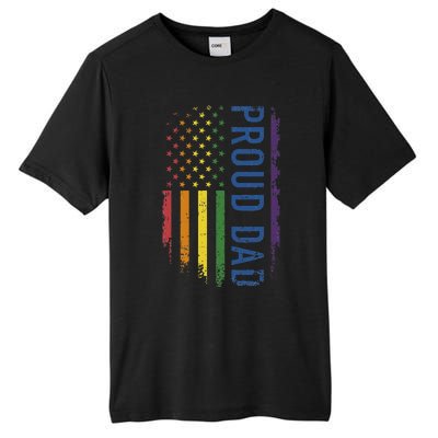 Proud Dad With US Rainbow Flag For Pride Month Family Tall Fusion ChromaSoft Performance T-Shirt