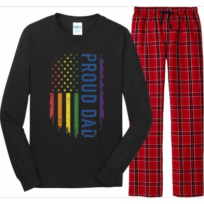 Proud Dad With US Rainbow Flag For Pride Month Family Long Sleeve Pajama Set