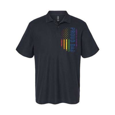 Proud Dad With US Rainbow Flag For Pride Month Family Softstyle Adult Sport Polo