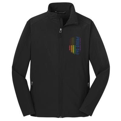 Proud Dad With US Rainbow Flag For Pride Month Family Core Soft Shell Jacket