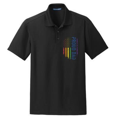 Proud Dad With US Rainbow Flag For Pride Month Family Dry Zone Grid Polo