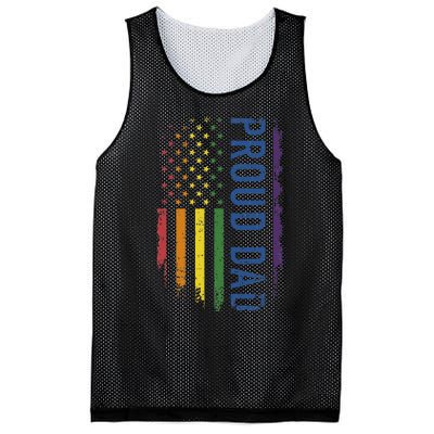 Proud Dad With US Rainbow Flag For Pride Month Family Mesh Reversible Basketball Jersey Tank