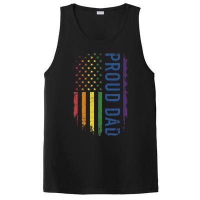 Proud Dad With US Rainbow Flag For Pride Month Family PosiCharge Competitor Tank