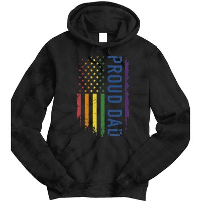 Proud Dad With US Rainbow Flag For Pride Month Family Tie Dye Hoodie