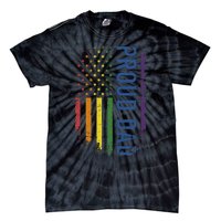 Proud Dad With US Rainbow Flag For Pride Month Family Tie-Dye T-Shirt