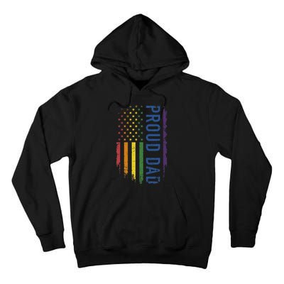 Proud Dad With US Rainbow Flag For Pride Month Family Tall Hoodie