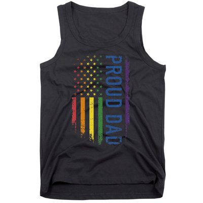 Proud Dad With US Rainbow Flag For Pride Month Family Tank Top