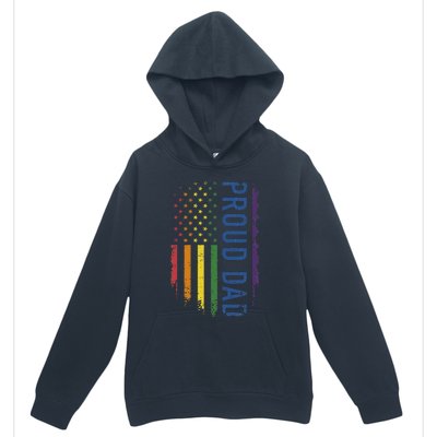 Proud Dad With US Rainbow Flag For Pride Month Family Urban Pullover Hoodie