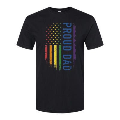 Proud Dad With US Rainbow Flag For Pride Month Family Softstyle CVC T-Shirt