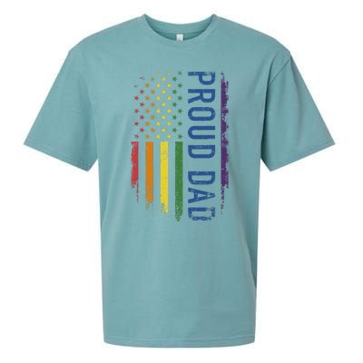 Proud Dad With US Rainbow Flag For Pride Month Family Sueded Cloud Jersey T-Shirt