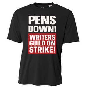 Pens Down Writers Guild Of America WGA Strike Pencils Down Cooling Performance Crew T-Shirt