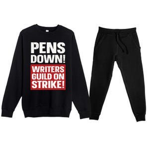 Pens Down Writers Guild Of America WGA Strike Pencils Down Premium Crewneck Sweatsuit Set