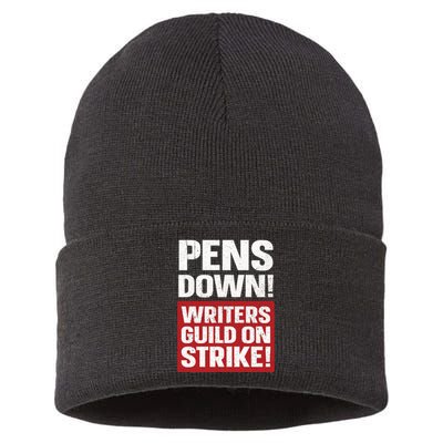 Pens Down Writers Guild Of America WGA Strike Pencils Down Sustainable Knit Beanie