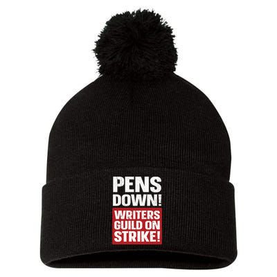 Pens Down Writers Guild Of America WGA Strike Pencils Down Pom Pom 12in Knit Beanie