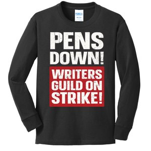 Pens Down Writers Guild Of America WGA Strike Pencils Down Kids Long Sleeve Shirt