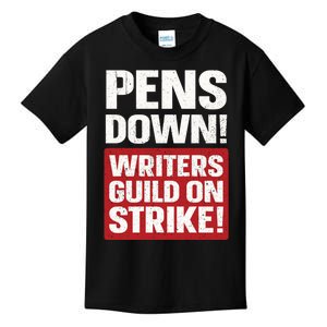 Pens Down Writers Guild Of America WGA Strike Pencils Down Kids T-Shirt