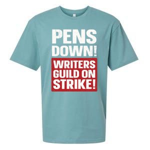 Pens Down Writers Guild Of America WGA Strike Pencils Down Sueded Cloud Jersey T-Shirt