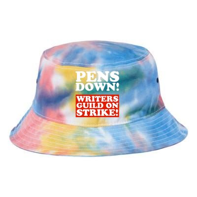 Pens Down Writers Guild On Strike Anti Ai Chatbots Wga Tie Dye Newport Bucket Hat