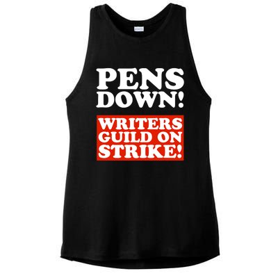 Pens Down Writers Guild On Strike Anti Ai Chatbots Wga Ladies PosiCharge Tri-Blend Wicking Tank