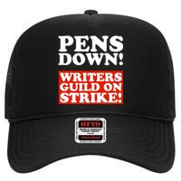 Pens Down Writers Guild On Strike Anti Ai Chatbots Wga High Crown Mesh Back Trucker Hat