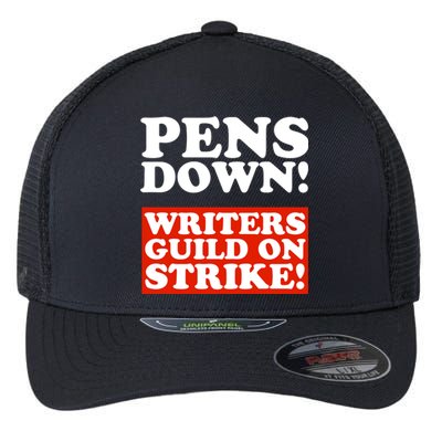 Pens Down Writers Guild On Strike Anti Ai Chatbots Wga Flexfit Unipanel Trucker Cap