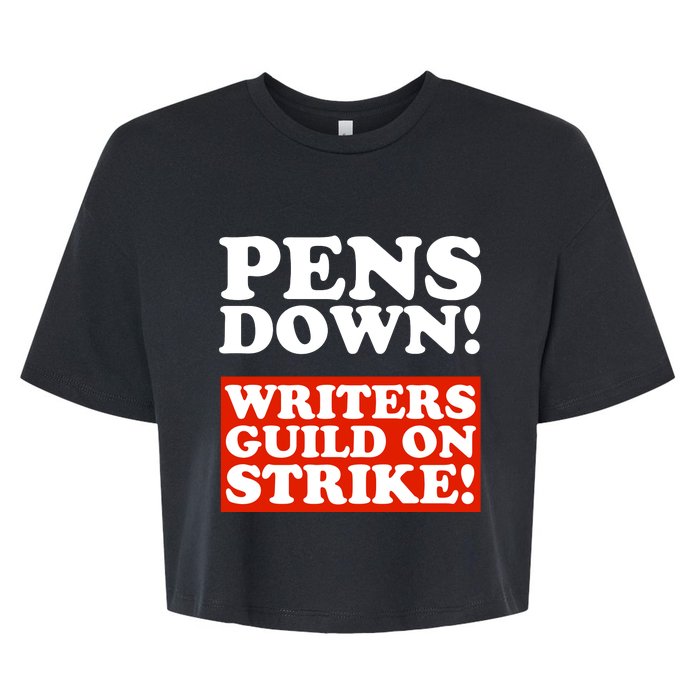 Pens Down Writers Guild On Strike Anti Ai Chatbots Wga Bella+Canvas Jersey Crop Tee