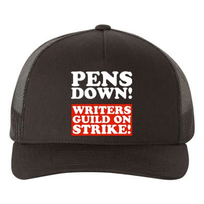 Pens Down Writers Guild On Strike Anti Ai Chatbots Wga Yupoong Adult 5-Panel Trucker Hat