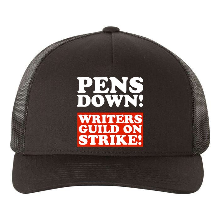 Pens Down Writers Guild On Strike Anti Ai Chatbots Wga Yupoong Adult 5-Panel Trucker Hat