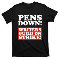 Pens Down Writers Guild On Strike Anti Ai Chatbots Wga T-Shirt