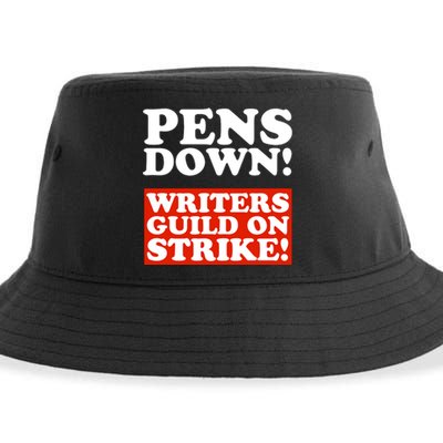 Pens Down Writers Guild On Strike Anti Ai Chatbots Wga Sustainable Bucket Hat