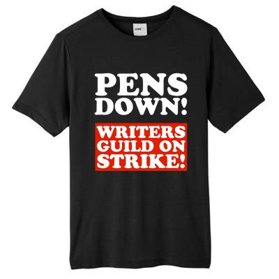 Pens Down Writers Guild On Strike Anti Ai Chatbots Wga Tall Fusion ChromaSoft Performance T-Shirt