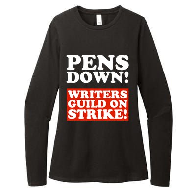 Pens Down Writers Guild On Strike Anti Ai Chatbots Wga Womens CVC Long Sleeve Shirt