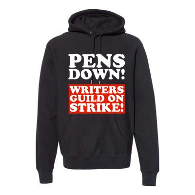 Pens Down Writers Guild On Strike Anti Ai Chatbots Wga Premium Hoodie