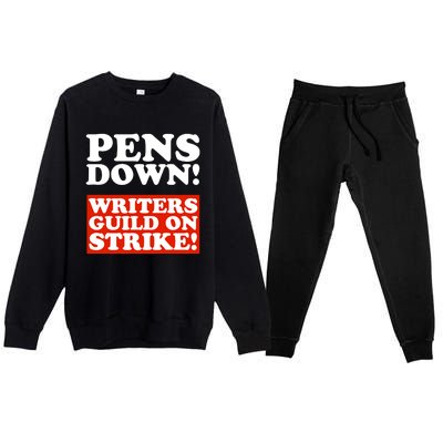 Pens Down Writers Guild On Strike Anti Ai Chatbots Wga Premium Crewneck Sweatsuit Set