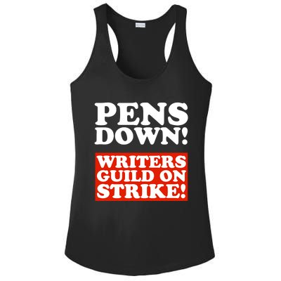 Pens Down Writers Guild On Strike Anti Ai Chatbots Wga Ladies PosiCharge Competitor Racerback Tank