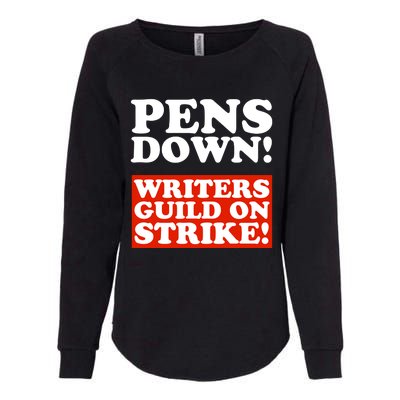 Pens Down Writers Guild On Strike Anti Ai Chatbots Wga Womens California Wash Sweatshirt