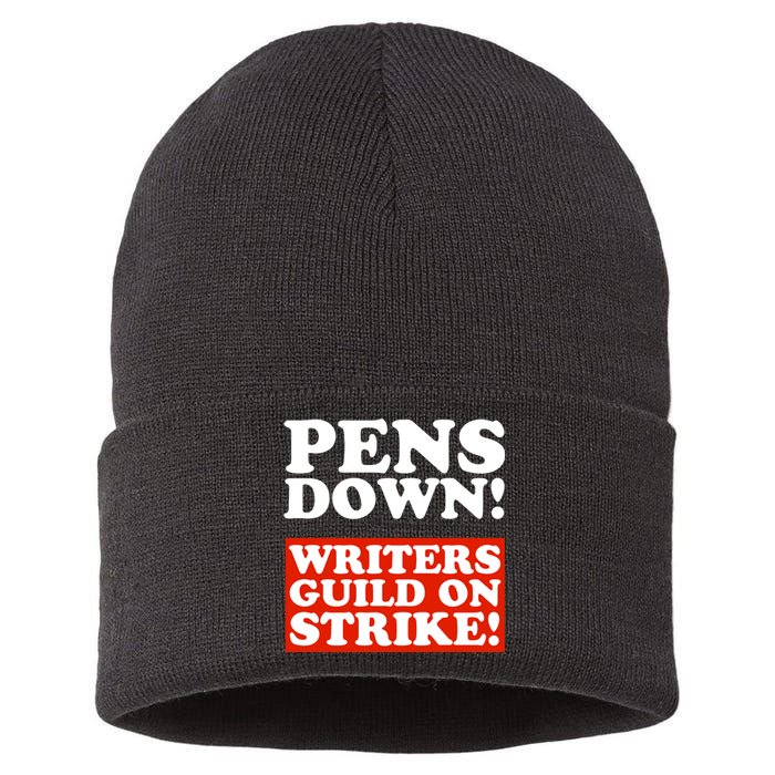 Pens Down Writers Guild On Strike Anti Ai Chatbots Wga Sustainable Knit Beanie