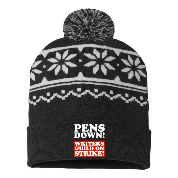 Pens Down Writers Guild On Strike Anti Ai Chatbots Wga USA-Made Snowflake Beanie