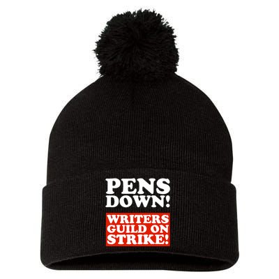 Pens Down Writers Guild On Strike Anti Ai Chatbots Wga Pom Pom 12in Knit Beanie